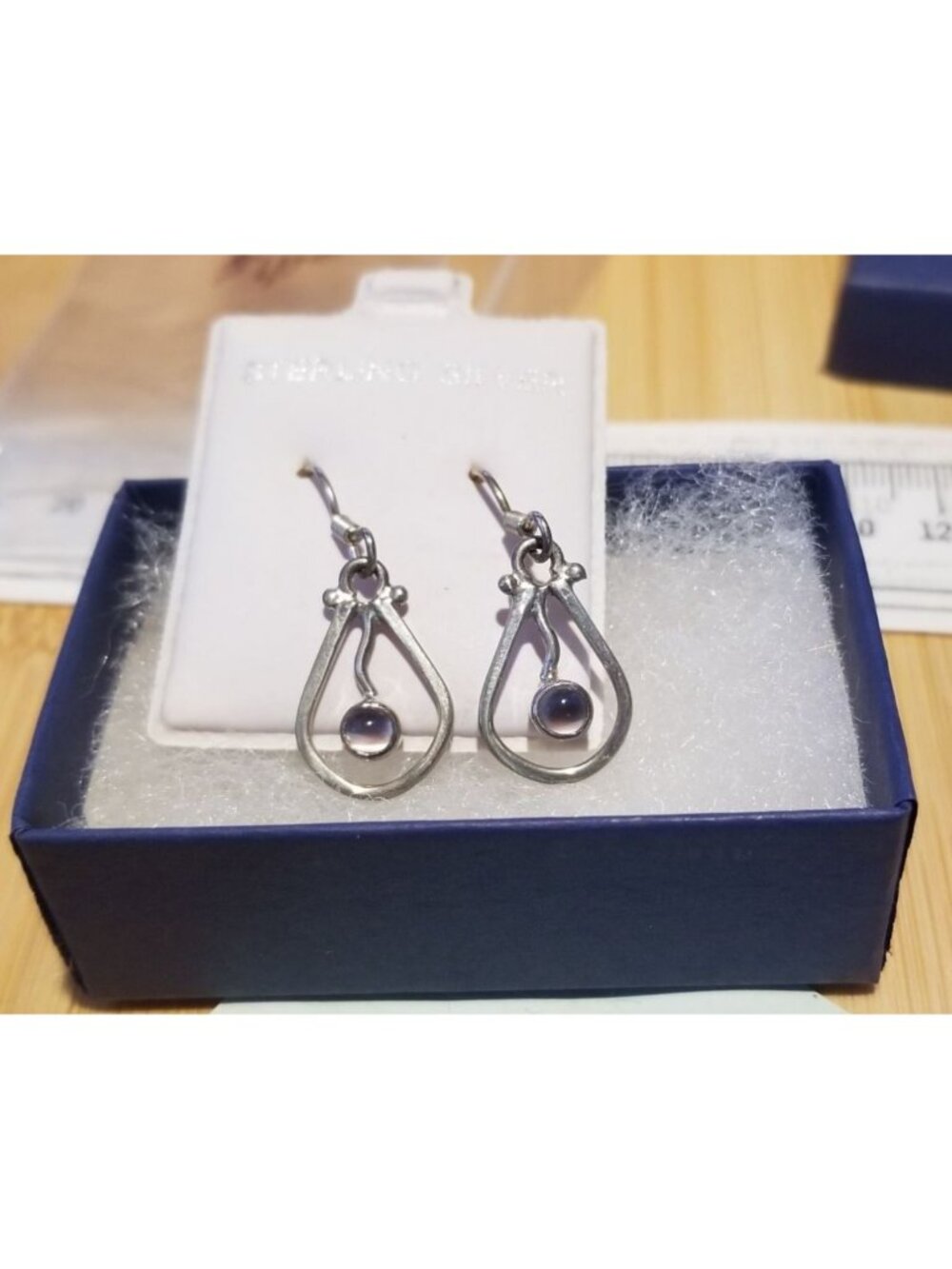 Earrings MoonStone 3 Gr 14.5 ct 20 mm x 15 mm Silver 925 Oval 5 mm Stone